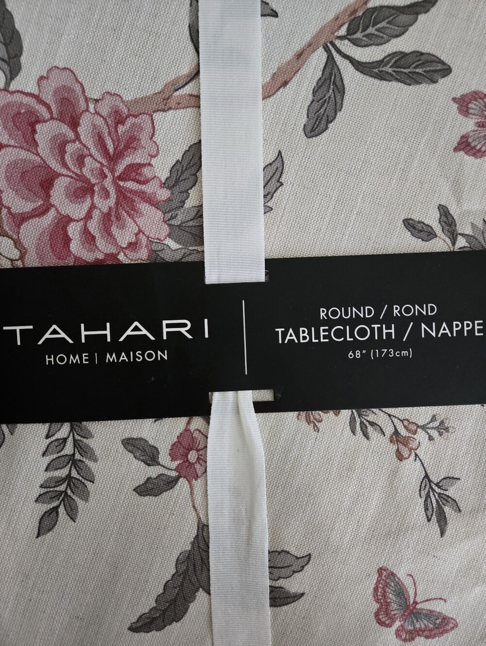 Tahari 68" Round Floral Butterflys And Birds Tablecloth